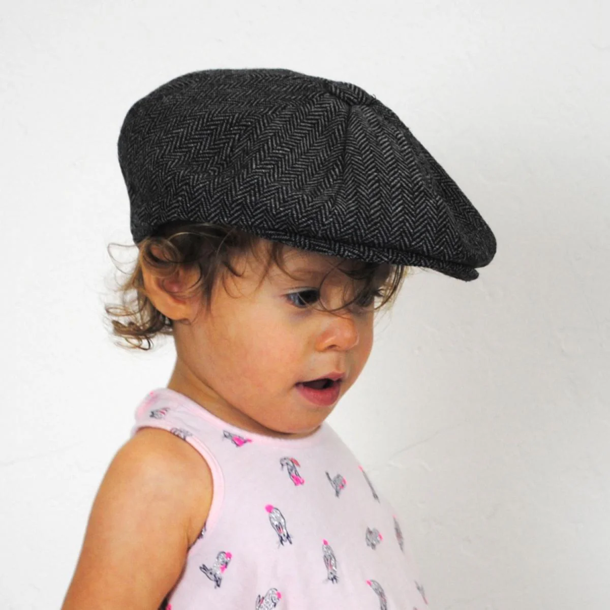 Baby Herringbone Wool Blend Newsboy Cap - Image 7