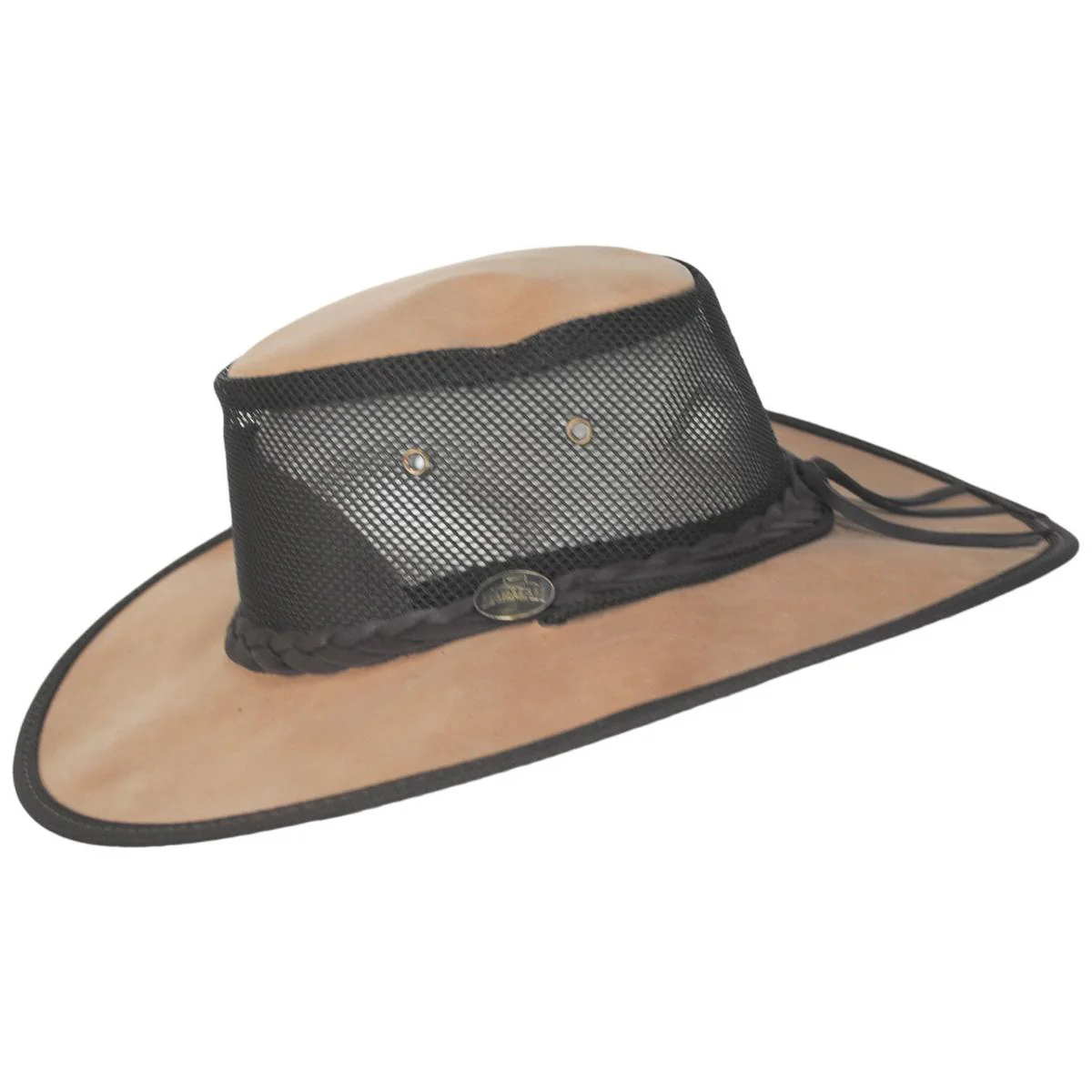 Cooler Bronco Cattle Leather Mesh Foldaway Drover Hat - Image 3