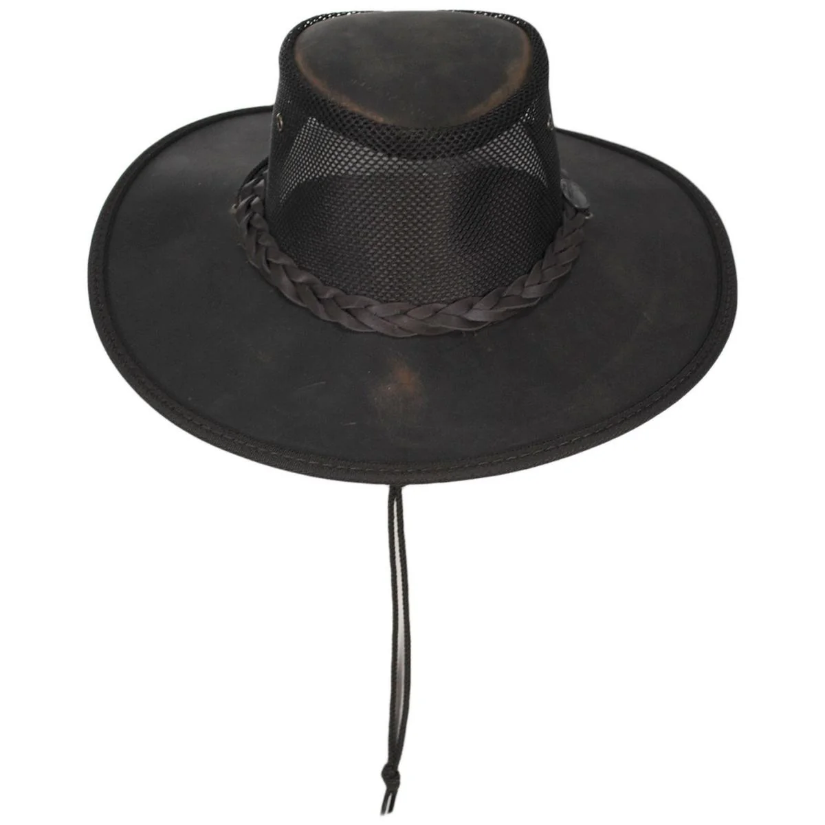 Cooler Bronco Cattle Leather Mesh Foldaway Drover Hat - Image 6