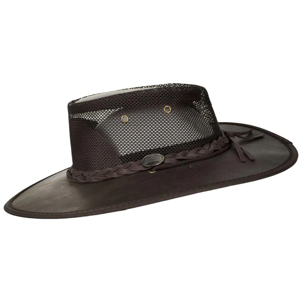 Cooler Bronco Cattle Leather Mesh Foldaway Drover Hat - Image 7