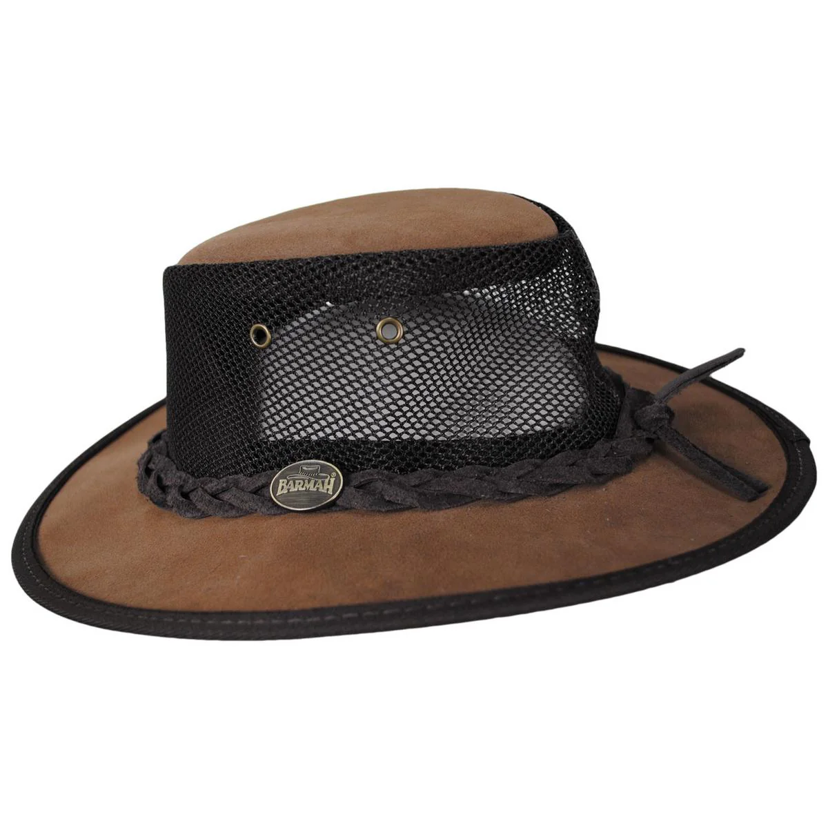 Cooler Cattle Suede Leather Mesh Foldaway Drover Hat - Image 3