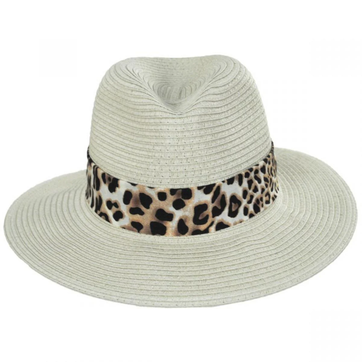 Gabon Leopard Scarf Toyo Straw Fedora Hat - Image 6