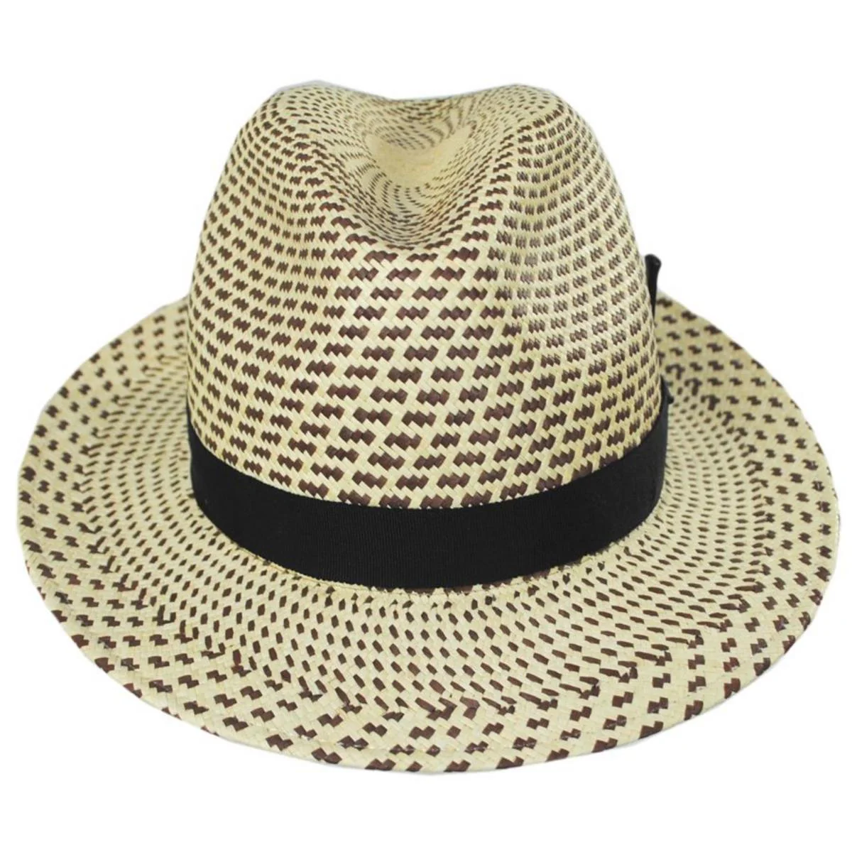 Hernen Two-Tone Panama Straw Fedora Hat - Image 3