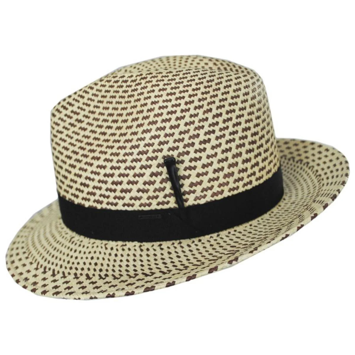 Hernen Two-Tone Panama Straw Fedora Hat - Image 4