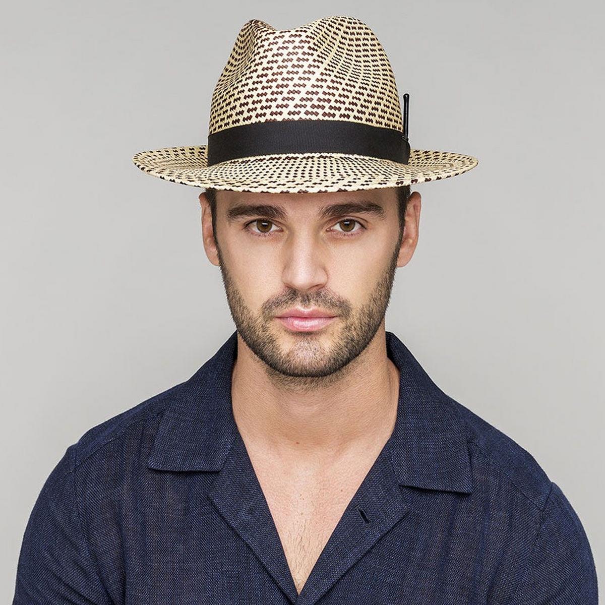Hernen Two-Tone Panama Straw Fedora Hat - Image 6