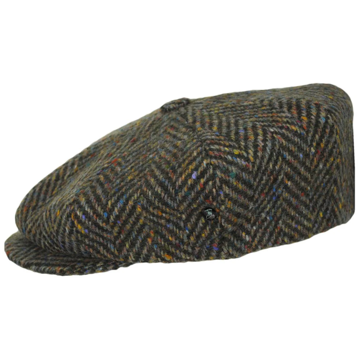 Large Herringbone Donegal Tweed Wool Newsboy Cap - Image 3