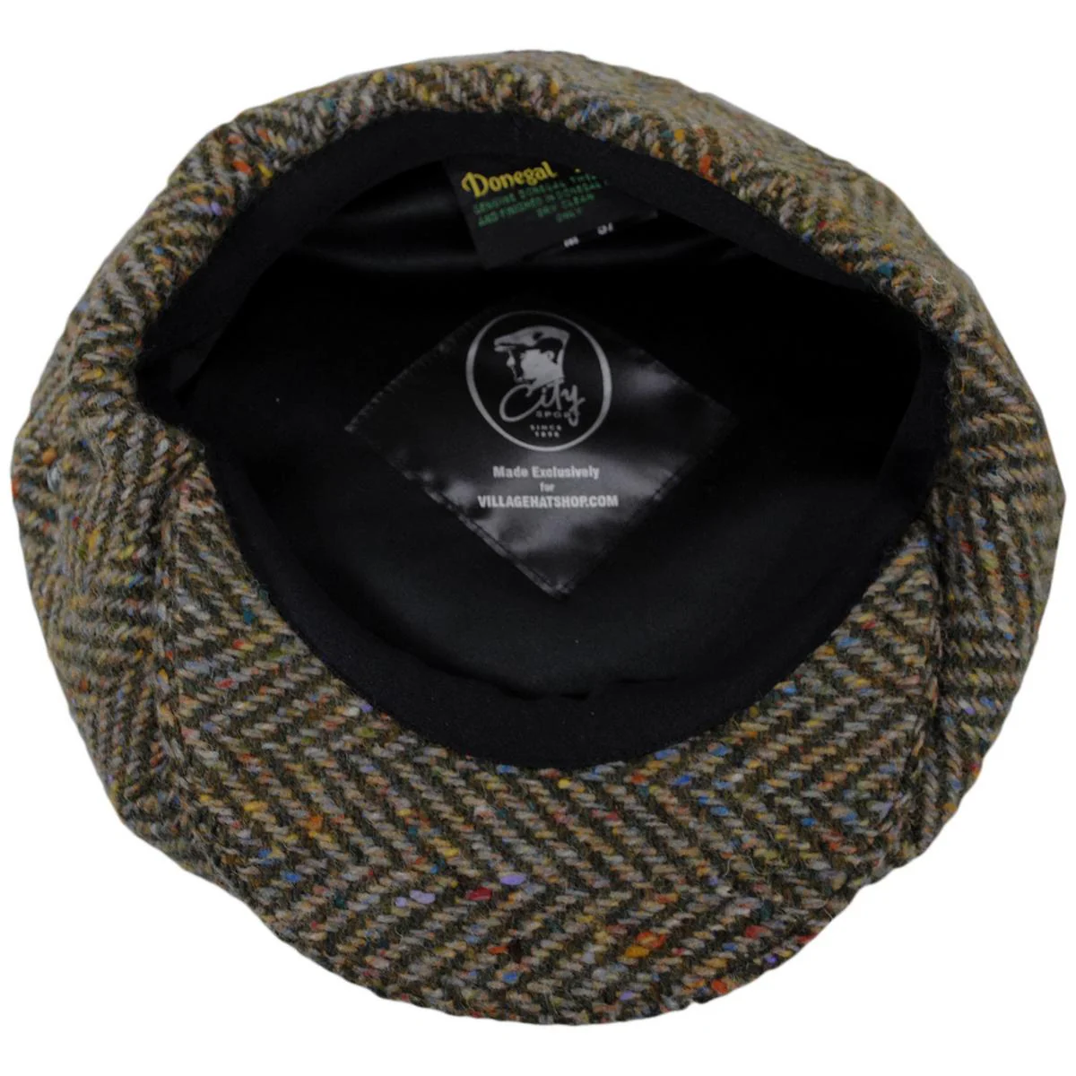 Large Herringbone Donegal Tweed Wool Newsboy Cap - Image 4