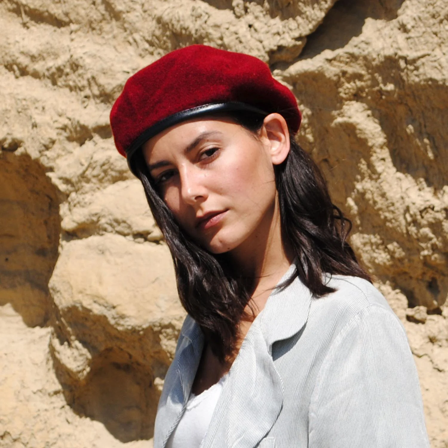 Wool Military Beret with Lambskin Band - Image 12